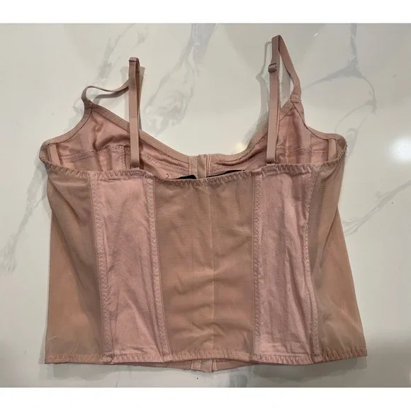 Urban Outfitters Pink Corset Style Camisole Top Hook & Eye Closure Mesh Back XL - Picture 8 of 8